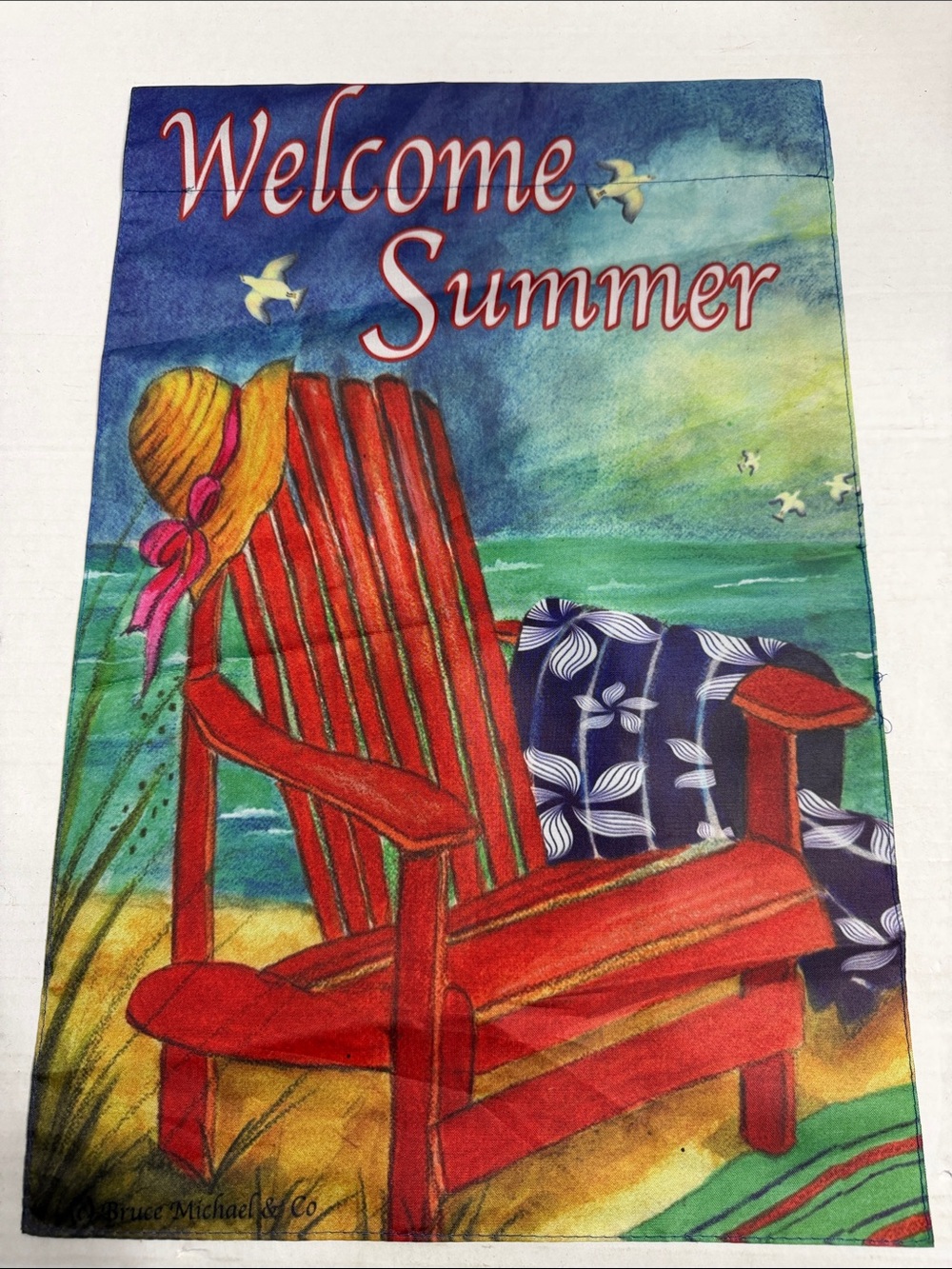 Welcome Summer Red Adirondack Chair Garden/Lawn Flag